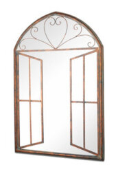 Mirroroutlet The Kirkby Rustic Metal Arched Shaped Decorative Window Effect Wall Mirror 92Cm X 61Cm - thumbnail 2