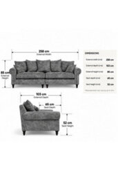 Loft Home Harlow Silver Grey Pillow Back 4 Seater Sofa - thumbnail 3