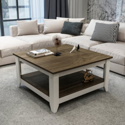 Decorotika Lea 90 Cm Square Coffee Table Walnut White - thumbnail 4