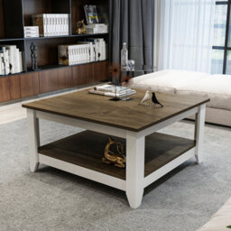 Decorotika Lea 90 Cm Square Coffee Table Walnut White - thumbnail 2