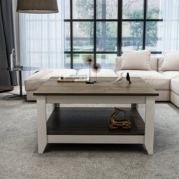 Decorotika Lea 90 Cm Square Coffee Table Walnut White - thumbnail 3