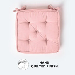 Homescapes Pink Cotton Dining Booster Cushion - thumbnail 4