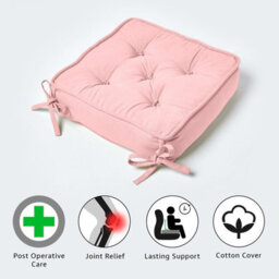 Homescapes Pink Cotton Dining Booster Cushion - thumbnail 3