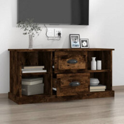 Berkfield Tv Cabinet Smoked Oak 99.5X35.5X48 Cm Engineered Wood - thumbnail 3