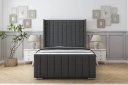 "Sloomy Melbourne Graphite Dumfries Bed Frame With Mattress  With 50"" Upholstered Wingback Headboard 6' Super King" - thumbnail 1