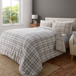 Catherine Lansfield Bedding Kelso Check Duvet Cover Set With Pillowcases Natural - thumbnail 2