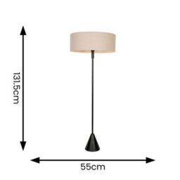 Valuelights Mitch Natural Linen Squat Lamp Shade Black Single Stem Triangle Floor Lamp - thumbnail 5