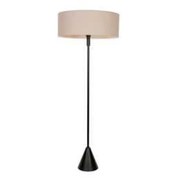 Valuelights Mitch Natural Linen Squat Lamp Shade Black Single Stem Triangle Floor Lamp - thumbnail 2