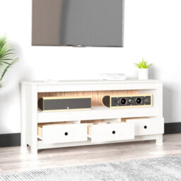 Walplus Tv Cabinet White 114X35X52 Cm Solid Wood Pine - thumbnail 3