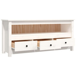 Walplus Tv Cabinet White 114X35X52 Cm Solid Wood Pine - thumbnail 7