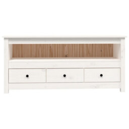 Walplus Tv Cabinet White 114X35X52 Cm Solid Wood Pine - thumbnail 6