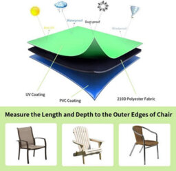 Waterproof Garden Chair Cover (120 X 65 80 Cm) - Black, Stackable Cover, 210D Oxford Fabric, With Drawstring And Buckle - thumbnail 5