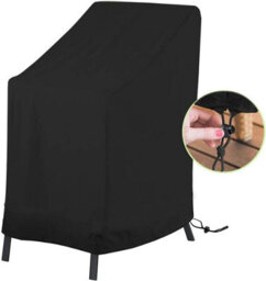 Waterproof Garden Chair Cover (120 X 65 80 Cm) - Black, Stackable Cover, 210D Oxford Fabric, With Drawstring And Buckle - thumbnail 1