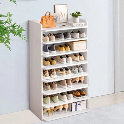 8 Tiers Wooden Shoe Footwear Rack Cabinet Organizer Storage Tall Shelves - image 1