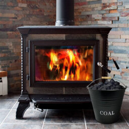 Black Metal Coal Bucket With Carry Handle - thumbnail 4