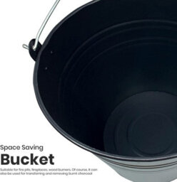 Black Metal Coal Bucket With Carry Handle - thumbnail 5