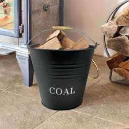 Black Metal Coal Bucket With Carry Handle - thumbnail 1