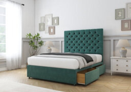 "Comfort Winslow Emerald Plush Divan Bed Base 4 Drawers - 26"" Strutted  6' Super King" - thumbnail 5