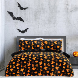 Smart Living Super Soft Halloween Mix Fleece Reversible Duvet Cover With Pillowcase - thumbnail 2
