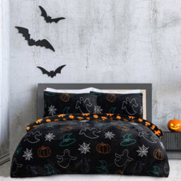 Smart Living Super Soft Halloween Mix Fleece Reversible Duvet Cover With Pillowcase - thumbnail 1