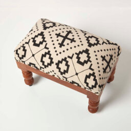 Homescapes Reva Black Geometric Footstool, 50 X 30 X 40 Cm - thumbnail 5
