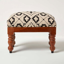 Homescapes Reva Black Geometric Footstool, 50 X 30 X 40 Cm - thumbnail 1