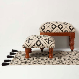 Homescapes Reva Black Geometric Footstool, 50 X 30 X 40 Cm - thumbnail 6