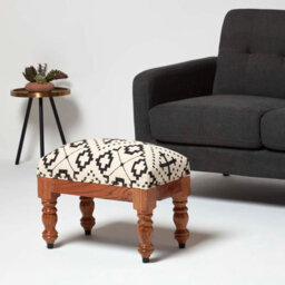 Homescapes Reva Black Geometric Footstool, 50 X 30 X 40 Cm - thumbnail 2