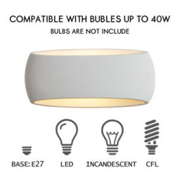 Harper Living Large Wall Lights,  Indoor Wall Sconce Lamp With White Oval Ceramic Shade, Plaster Wall Light - thumbnail 3
