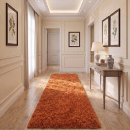 Oxford Homeware Shaggy Rug Anti-Slip Washable Soft Fluffy Living Room And Bedroom Rug (Rust, 80X150Cm) - thumbnail 6