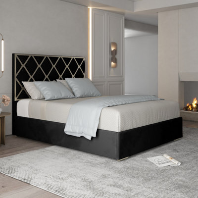 Tammy Upholstered Soft Velvet Metal Bed Frame - Black - image 1