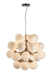 Ceiling Pendant Light Satin Nickel Plate & Gloss White Glass 28 X 18W G9