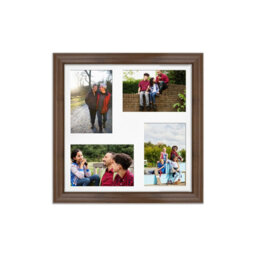 AK Frames 12X12 Walnut Classic Multi Photo Frame With White Mount - Holds 4 Apertures (4X) 6X4 Photos