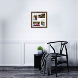AK Frames 12X12 Walnut Classic Multi Photo Frame With White Mount - Holds 4 Apertures (4X) 6X4 Photos - thumbnail 3