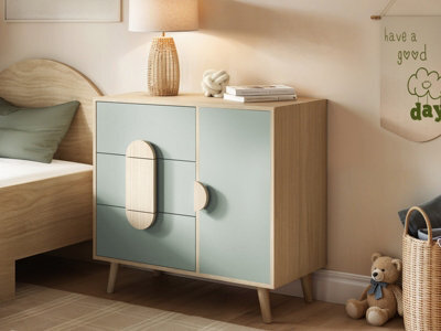 Flair Noah Chest Of Drawers Oak & Green - image 1