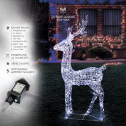 Verymerry Christmas Outdoor Reindeer Stag, 240 Led Light Up Acrylic Figures Garden Christmas Decoration, Auto-Off Timer  - Cool - thumbnail 3