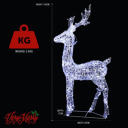 Verymerry Christmas Outdoor Reindeer Stag, 240 Led Light Up Acrylic Figures Garden Christmas Decoration, Auto-Off Timer  - Cool - thumbnail 7