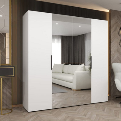 Arte White Marbella Ii Hinged Door Wardrobe 200Cm - Bright, Spacious Storage With Mirrored Highlights - image 1
