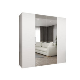 Arte White Marbella Ii Hinged Door Wardrobe 200Cm - Bright, Spacious Storage With Mirrored Highlights - thumbnail 2