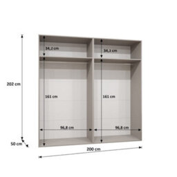 Arte White Marbella Ii Hinged Door Wardrobe 200Cm - Bright, Spacious Storage With Mirrored Highlights - thumbnail 5
