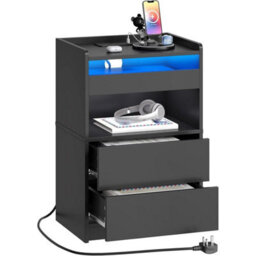 Bedside Table End Table W/led Lights Nightstand 38 X 28 X 57 Cm - thumbnail 4