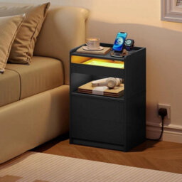 Bedside Table End Table W/led Lights Nightstand 38 X 28 X 57 Cm - thumbnail 3