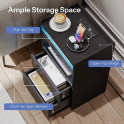 Bedside Table End Table W/led Lights Nightstand 38 X 28 X 57 Cm - thumbnail 6