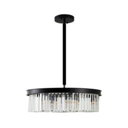 Living And Home Modern Minimalist Round Black Metal Crystal Chandelier, E14, 55X65Cm - thumbnail 7