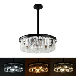 Living And Home Modern Minimalist Round Black Metal Crystal Chandelier, E14, 55X65Cm - thumbnail 5