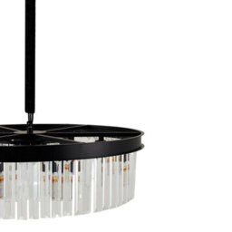 Living And Home Modern Minimalist Round Black Metal Crystal Chandelier, E14, 55X65Cm - thumbnail 8