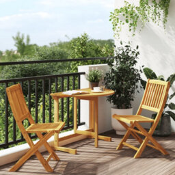 Walplus 3 Piece Folding Garden Outdoor Dining Set Suitable For Backyard, Patio Solid Wood Acacia - Cushion Not Included - thumbnail 1