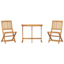 Walplus 3 Piece Folding Garden Outdoor Dining Set Suitable For Backyard, Patio Solid Wood Acacia - Cushion Not Included - thumbnail 2