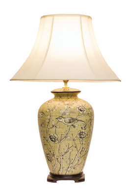Downton Interiors Cream Bird Oriental Chinese Ceramic Porcelain Table Lamp - image 1
