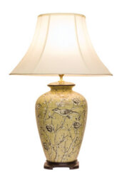 Downton Interiors Cream Bird Oriental Chinese Ceramic Porcelain Table Lamp
